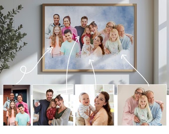 Combined Photos, Merge multiple photos, Add loved one to photo, Family portrait from multiple pictures, Add deceased loved one to picture
