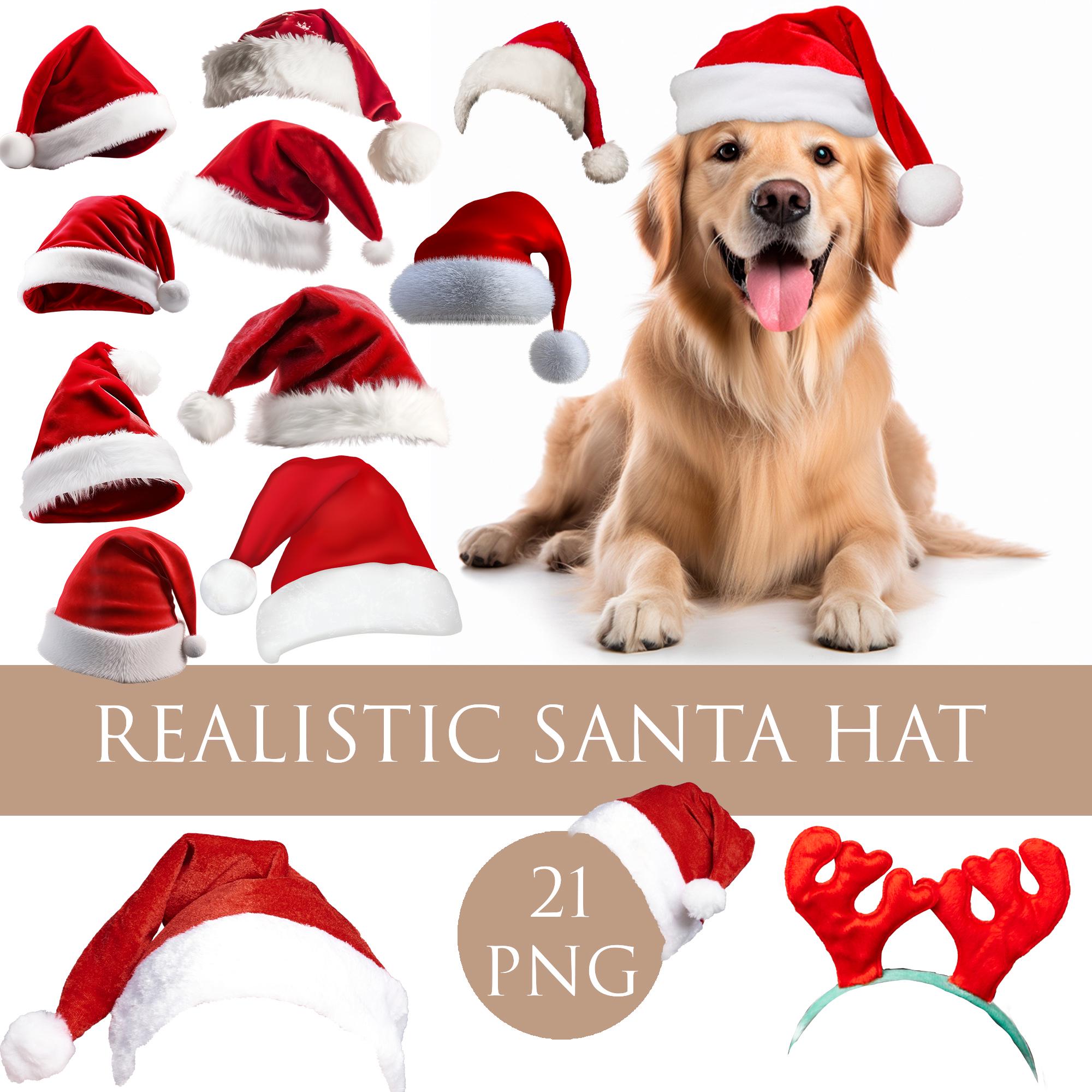 Santa Hat PNG Overlays: Realistic Christmas Photo Clipart (digital ...