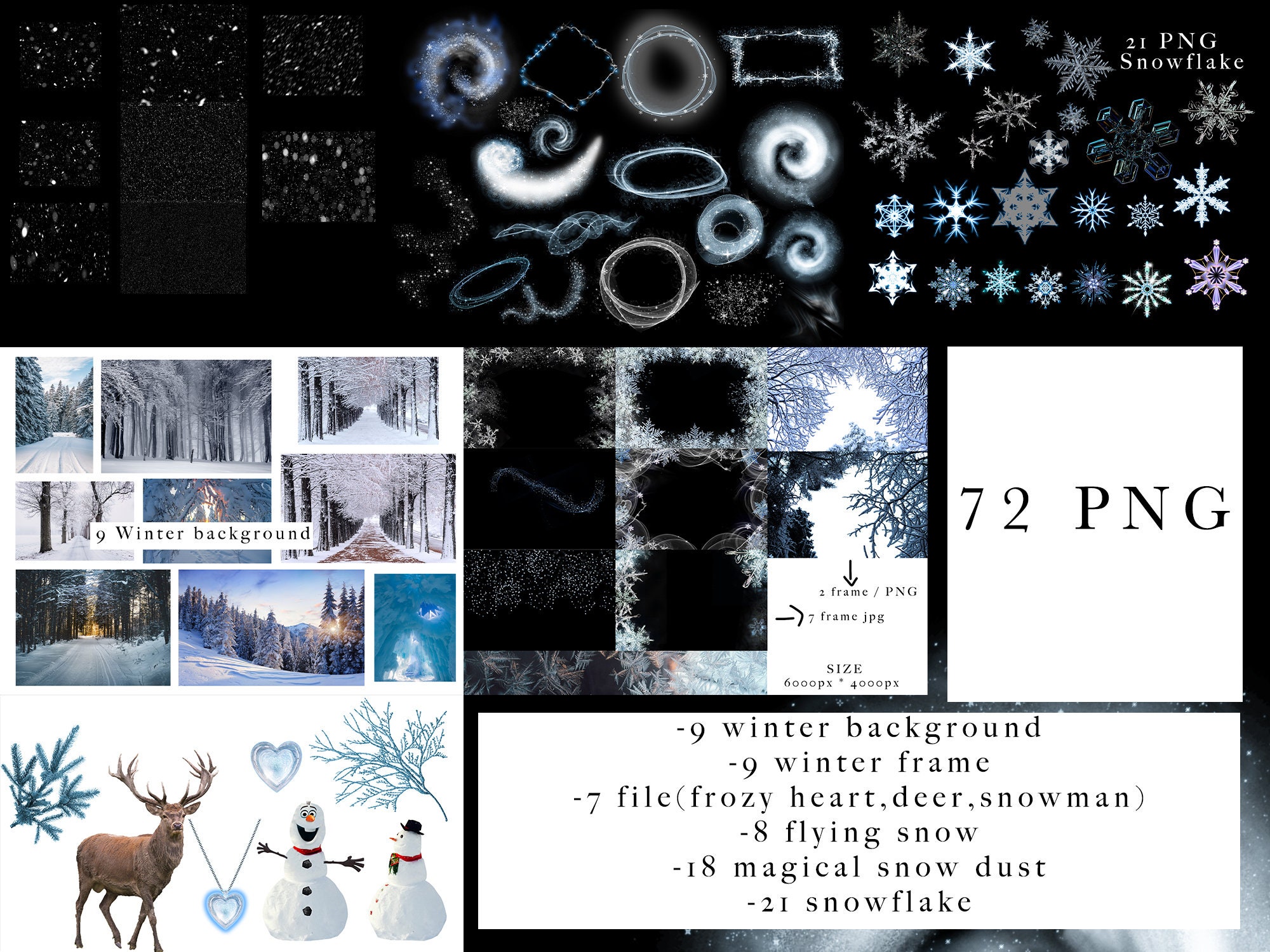 Magical Snow Overlays, Snowflakes Png, Magic Winter Overlay, Snow Png ...