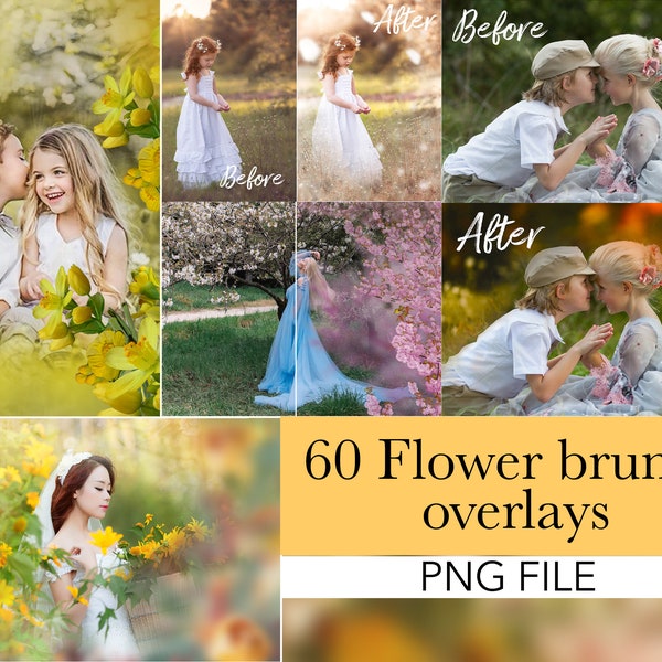 Flower brunch overlays, Flower photoshop overlays, Flower background, Flower blur, Spring overlays, Summer overlays, Photography overlays