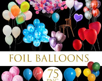 Foil balloons overlay, balloons png, balloons clipart, Digital Birthday balloons, Air Balloon Photoshop Overlays, Digital party balloon png