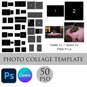 Photo Collage Template Bundle, Photoshop Templates, Editable Digital Photo Collage, Custom Picture, Canva Template, Instant Download