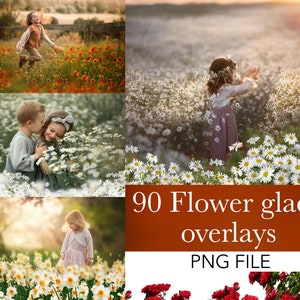 Flower glade photoshop overlays, Flowering field photo overlays, Flowers Overlays, Foreground Elements, Photoshop Overlays, Digital Backdrop