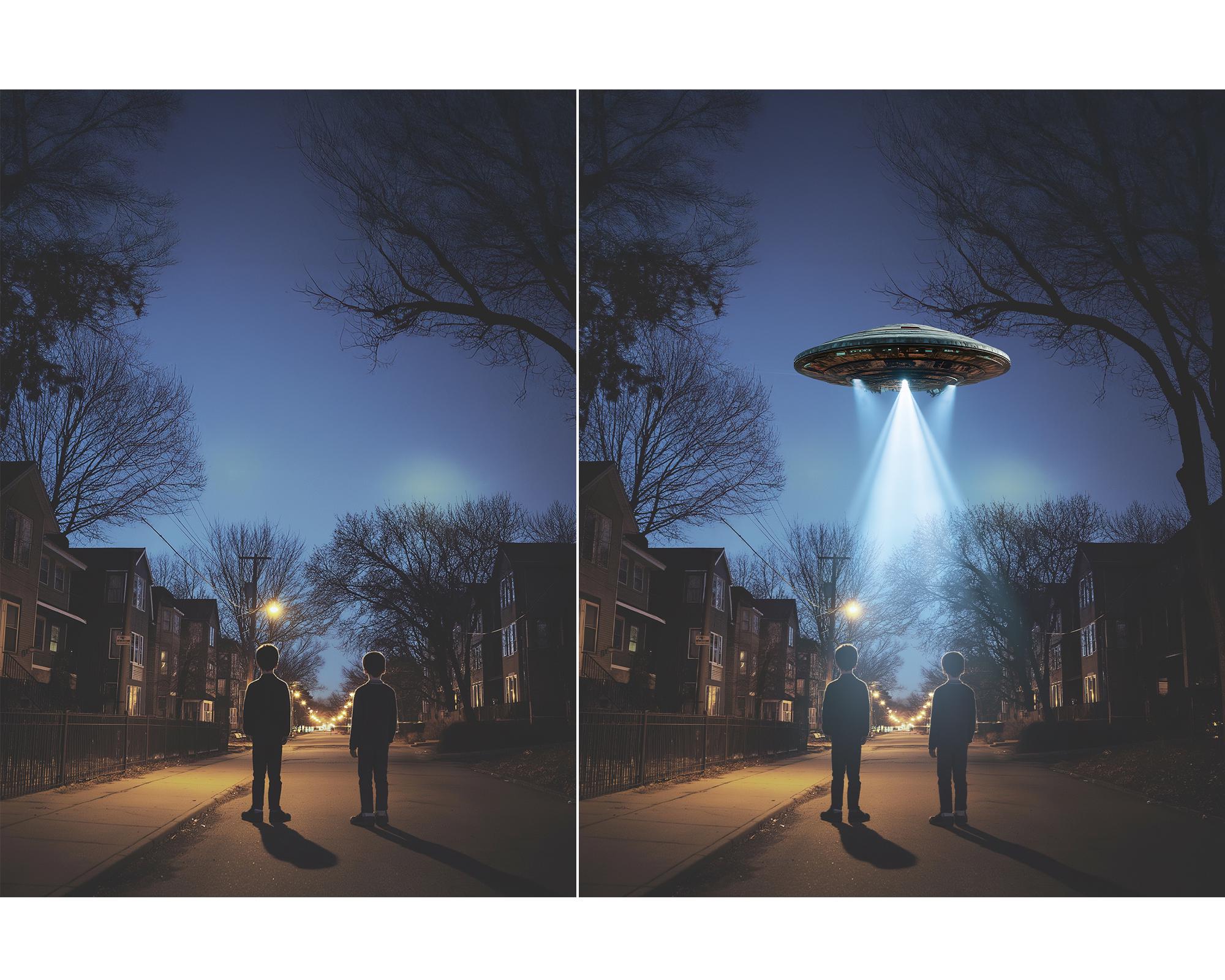 UFO Landing Scenes Digital Backdrop Set and PNG, Alien Digital ...