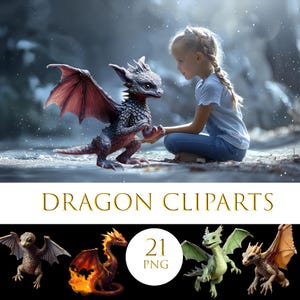 Ultra Realistic Dragons PNG Bundle - Dragon PNGs, Dragon Clipart, Fantasy Clipart, Magical Creatures, Baby dragon png, Transparent Backgroun