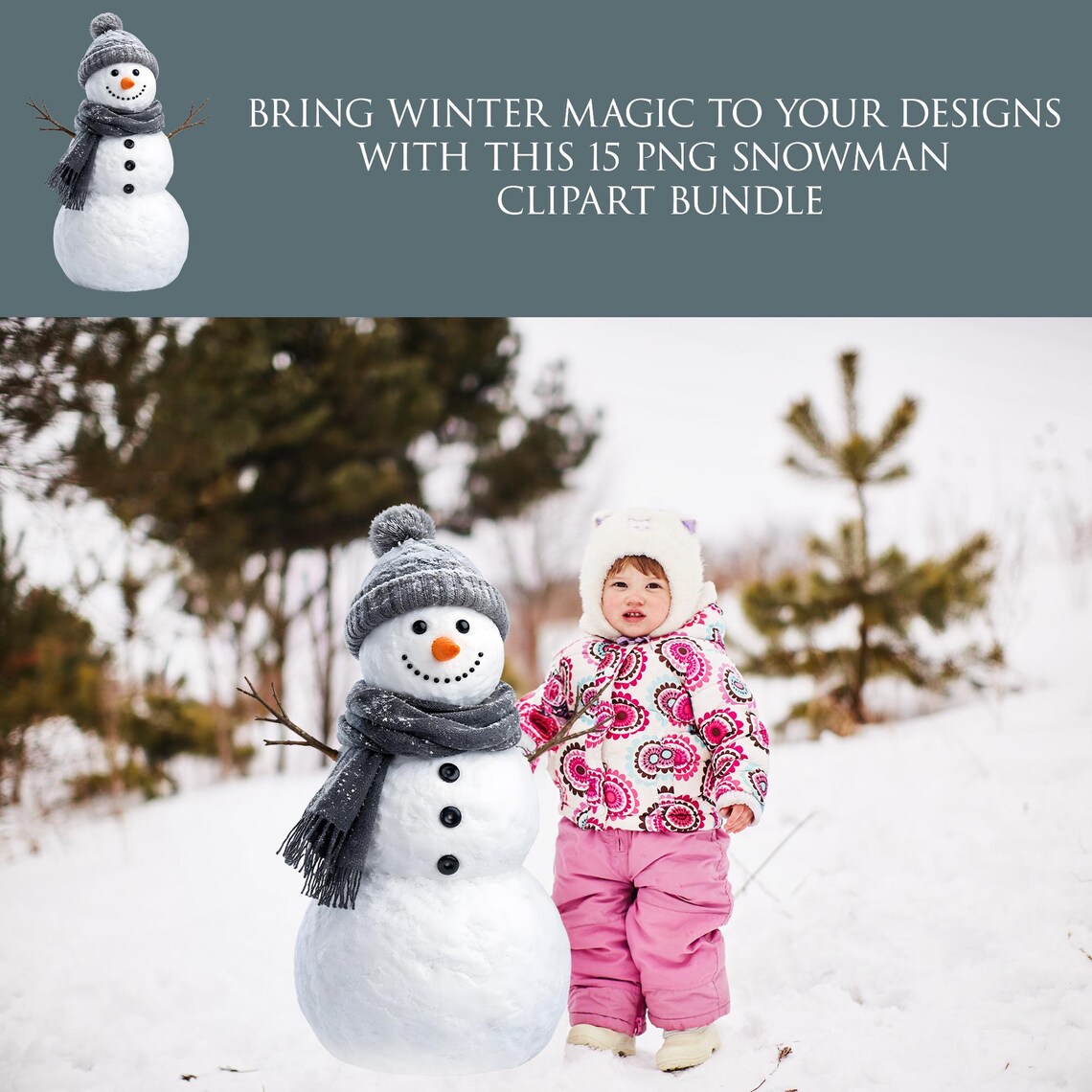 Snowman Clipart Bundle | Cute Winter Snowmen | Christmas Snowman ...