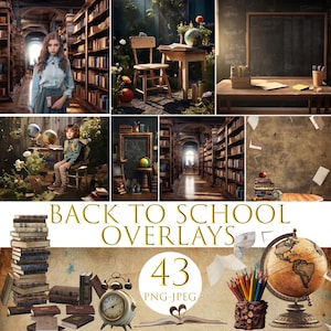 Back to school, Digital library background, vintage school backdrop, school classroom photo, graduation, library books, school memory book