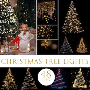 Christmas Tree Light Overlays: Bokeh & Sparkle Effects (Digital Download)