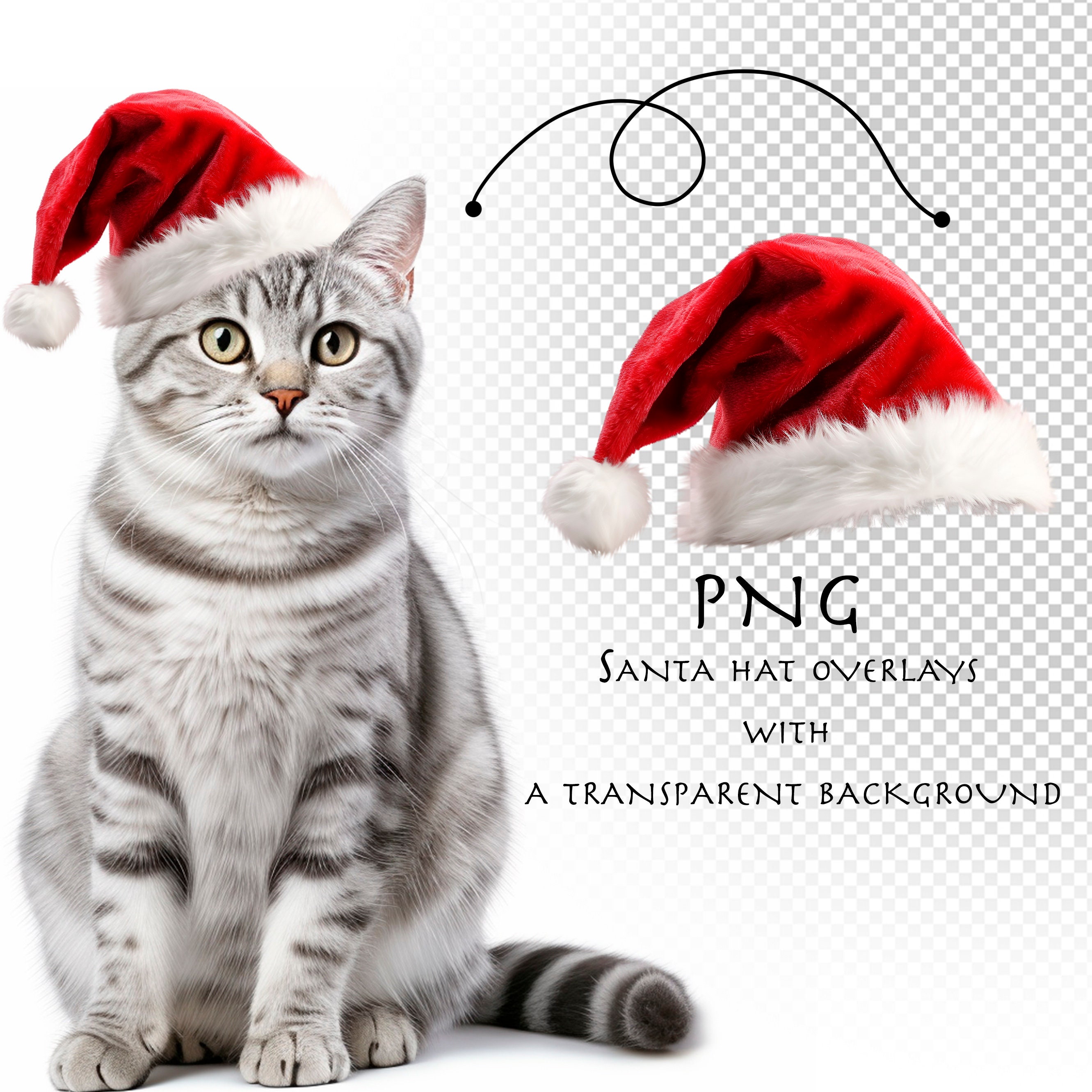 Santa Hat PNG Overlays: Realistic Christmas Photo Clipart (digital ...