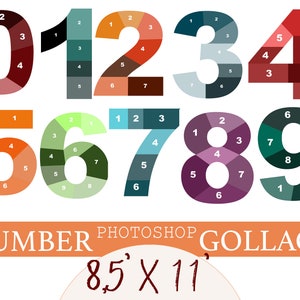 8.5x11 Photo Template Pack, Numbers Template Pack, Number photo collage, Photoshop Collage, Family photo collage, 0-9 PSD Collage Templates image 10