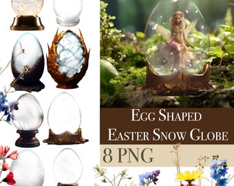 Sitter Easter Prop, Egg Shaped Easter Snow Globe png, Pasen overlays, Fotografie Prop, Photoshop Clipart, Snow Dome, drakenei, digitaal