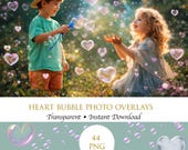 Heart Bubble Photo Overlays PNG, Pink Soap Bubbles Effect for Photoshop