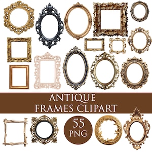 Marcos dorados antiguos: Arte digital rococó barroco (descarga PNG)