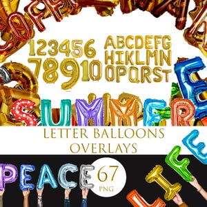 Letter Balloons, balloons clipart, Golden Balloon Letters Overlays, Foil Balloon Numbers png, Balloons PNG, Alphabet Balloons Overlays