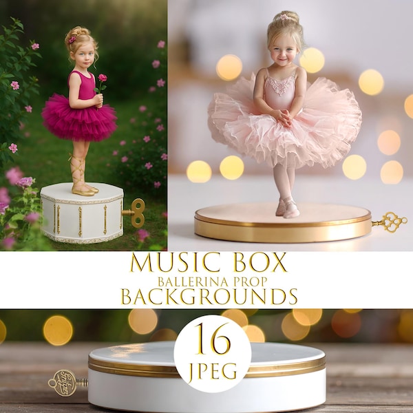 Ballerina Music Box Digital Backgrounds: Photoshop Composites (JPEG Download)