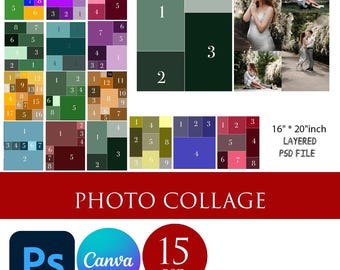 Photo Collage Template, Photoshop PSD Templates, Canva Photo Collage, Memorial Photo Collage Editable File, Canva Editable Drag