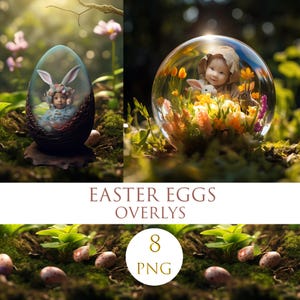 Superposiciones de bolas de nieve de Pascua: Clipart PNG con forma de huevo (Descarga digital)