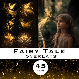 Fairy Tale Overlays Collection, Graphics for Fantasy Photo, Gold Glitter Photo Overlays, Glitter Dust, Blowing Gold Glitter, Magical Fantasy