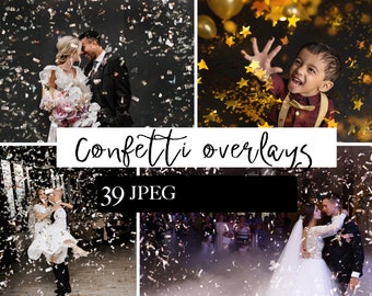 Confetti overlays, Realistic falling Confetti overlays, Birthday confetti, Party Overlay, Graduation png, Blowing Glitter Overlay, Confetti