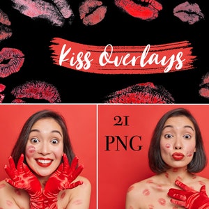 Kiss overlays, Valentine's Day Photo Overlays, Lipstick Overlays, Kiss border overlays, Digital Kiss Photoshop Overlays, Love romantic png