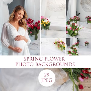Beautiful  Floral Backgrounds and Tulip for Photoshop Editing, Digital photo, Perfect for Spring Maternity Photos and Easter Composites