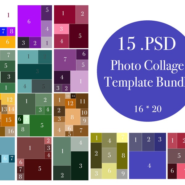 16x20 Photo Collage Template Bundle, Photoshop Templates for Photographers, Photo Board Template, Marketing Templates, PSD Collage Templates