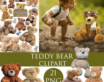 Teddybär Clipart, Teddybären Überlagerungen, Teddy Bär PNG, Digitales Bär Spielzeug, Prop Vorlagen, Digitales Scrapbooking, digitales Tierspielzeug PNG