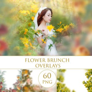 Flower brunch overlays, Flower photoshop overlays, Flower background, Flower blur, Spring overlays, Summer overlays, Photography overlays