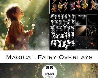 Magical Fairy Photo Overlays: PNG Clipart, Twinkle Lights (Digital Download)