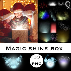 Magic shine box, Open gift lights, magic light overlays, light png, magic book light, Christmas overlays, Shine photo overlays, Xmas present