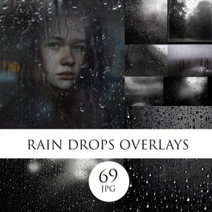 Fondos de gotas de lluvia en la ventana - Conjunto de superposiciones digitales