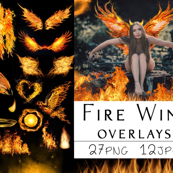 Fire Overlays, Fire Sparks overlays, WINGS PNG, WINGS Bonfire overlays,  Digital Wing Overlays, fire png, sparkle overlay