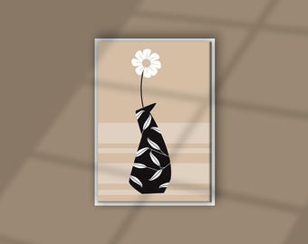 Vase and Flowers Art Print: Minimalist Floral Wall Decor