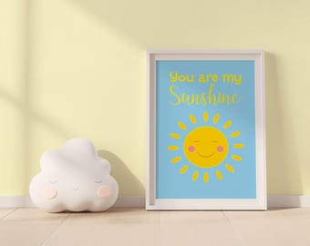 Sunshine Nursery Print - Cute Sun Illustration, Playroom Wall Art
