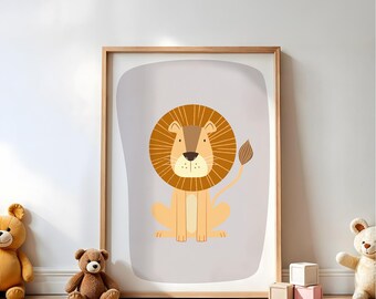 Safari Lion Nursery Print – Baby Shower Wall Art (A4)