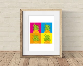 Pineapple Pop Art Print: Bright Kitchen Wall Decor (A4)