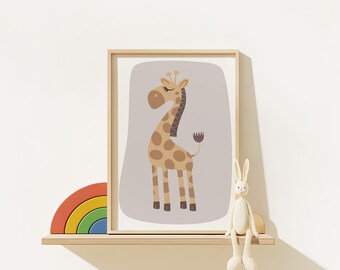 Giraffe Safari Nursery Print: Children's Wall Art