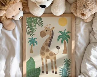 Giraffe Nursery Print: Safari Animal Wall Decor