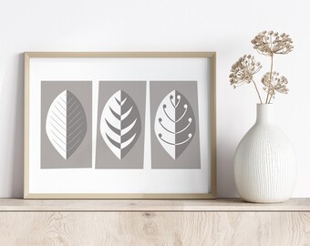 Minimalist Leaf Art Print: Retro Home Decor, A4