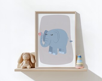 Cute Elephant Nursery Print - Baby Wall Art (A4)
