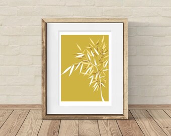 Japanese Bamboo Art Print: Minimalist Plant Wall Decor