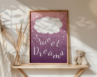 Sweet Dreams Nursery Art Print: Dream Cloud, Stars