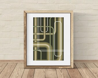 Green Geometric Art Print: A4 Home Wall Decor