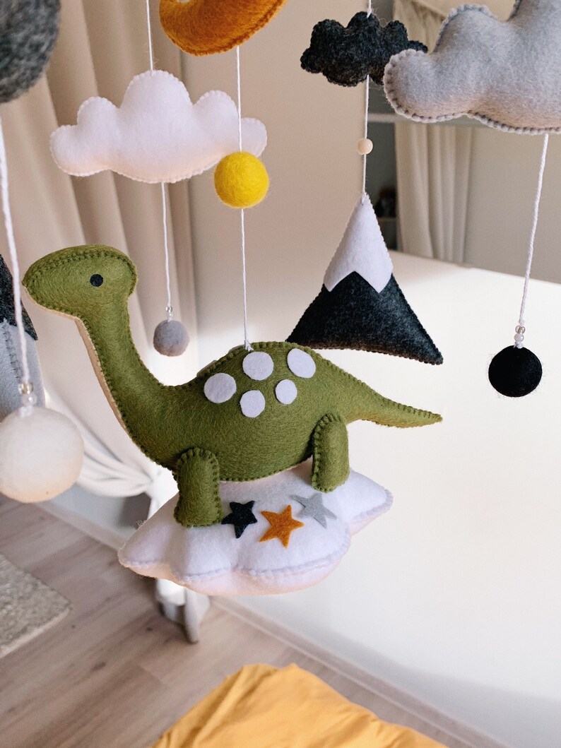 Dinosaur mobile/ Dinosaur on a cloud for nursery/Baby mobile with dinosaurs for baby nursery/ nursery decor/ image 3