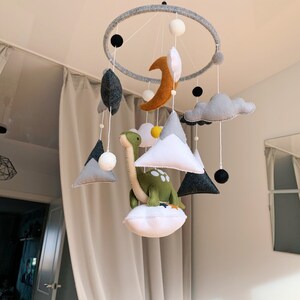 Dinosaur mobile/ Dinosaur on a cloud for nursery/Baby mobile with dinosaurs for baby nursery/ nursery decor/ image 5