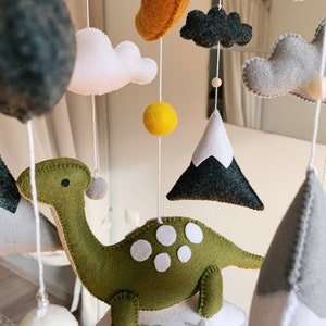 Dinosaur mobile/ Dinosaur on a cloud for nursery/Baby mobile with dinosaurs for baby nursery/ nursery decor/ image 8