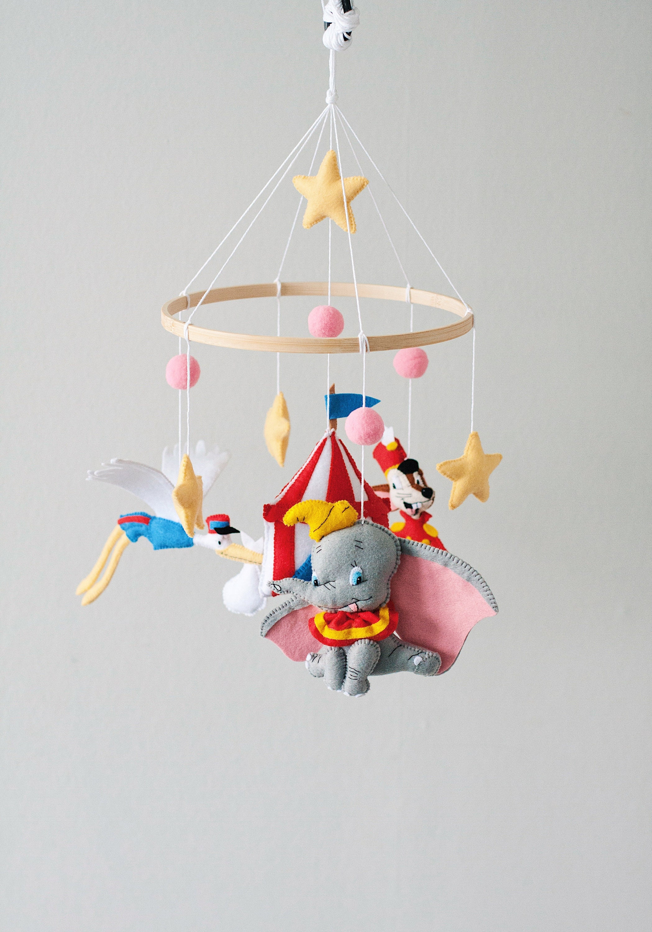 Baby Mobile Dumbo Nursery Decor Inspired by Disney Timothy Circus Tent Baby Shower Gift Felt Elephant Baby Crib Mobile Etsy Canada