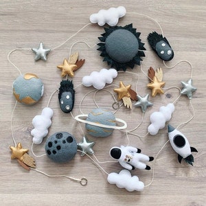 Solar system garland/ Space theme bedroom and nursery decor/ Felt planets bunting/ space theme