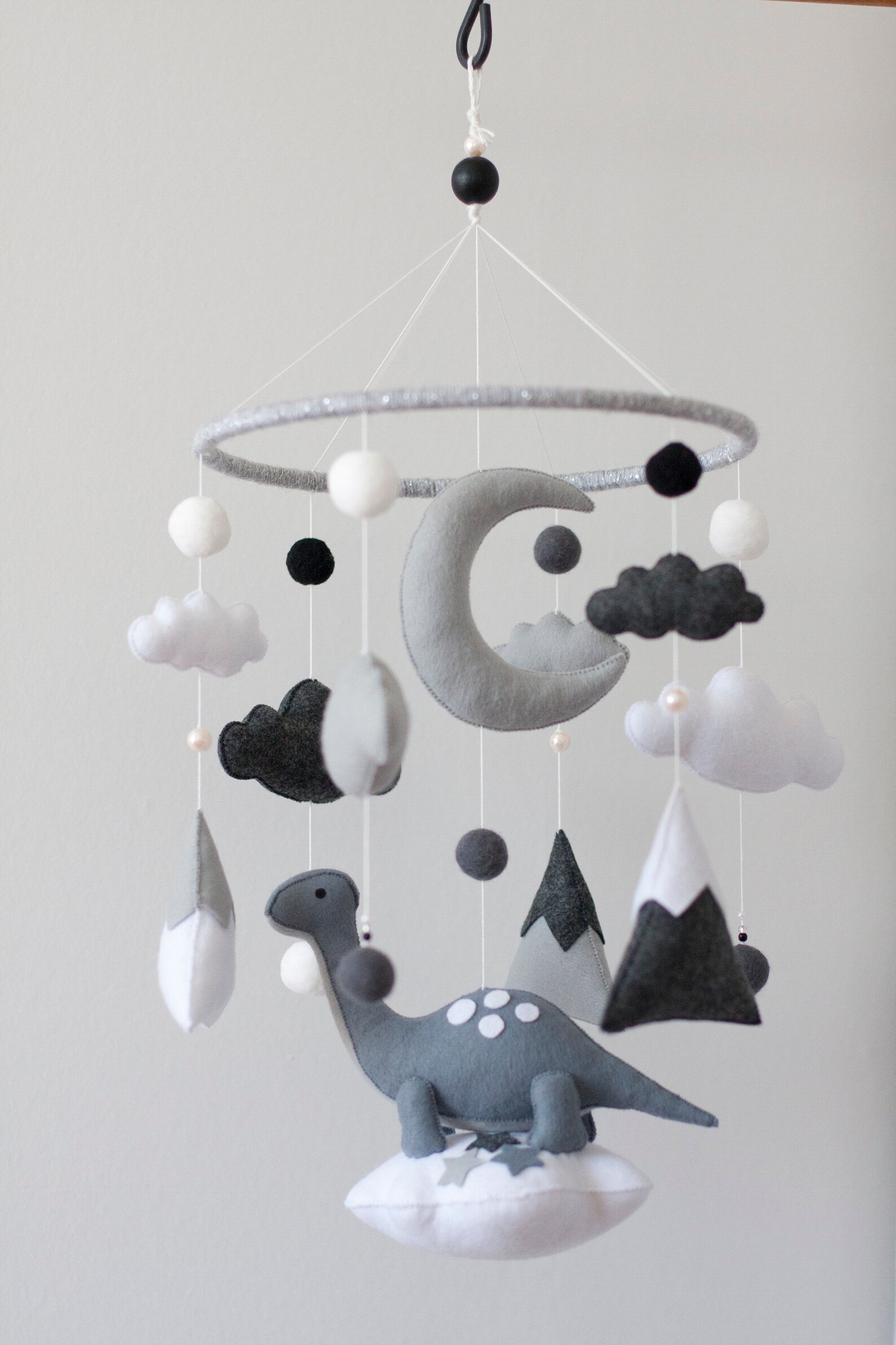 Dinosaur Mobile/crib Mobile/dinosaur on a Cloud for Nursery/baby Mobile