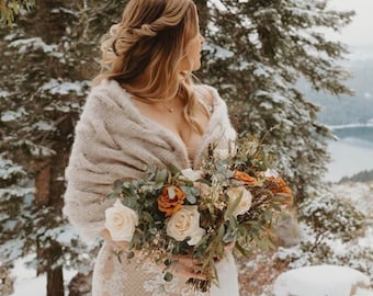 Châle de mariage, Châle de mariée en mohair, Tunique en tricot beige, Hiver, Cape de mariage, Châles et châles, Boléro de mariée, Étole, Grande taille